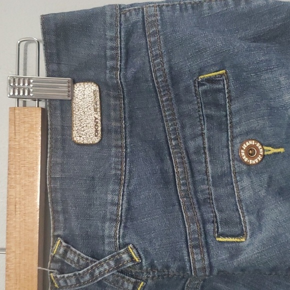 DKNY Ruched skirt women's sz 3 jean unique ruched back 5" back slit Sexy… - Picture 8 of 16